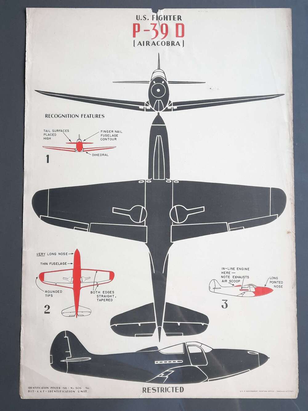 WW2 P-39D Airacobra Recognition Poster