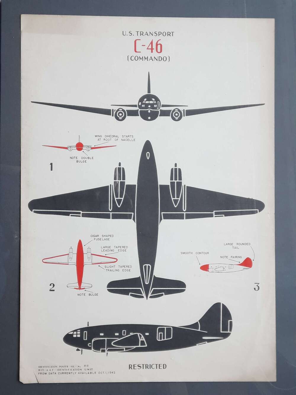 WW2 USAAF C-46 Recognition Poster