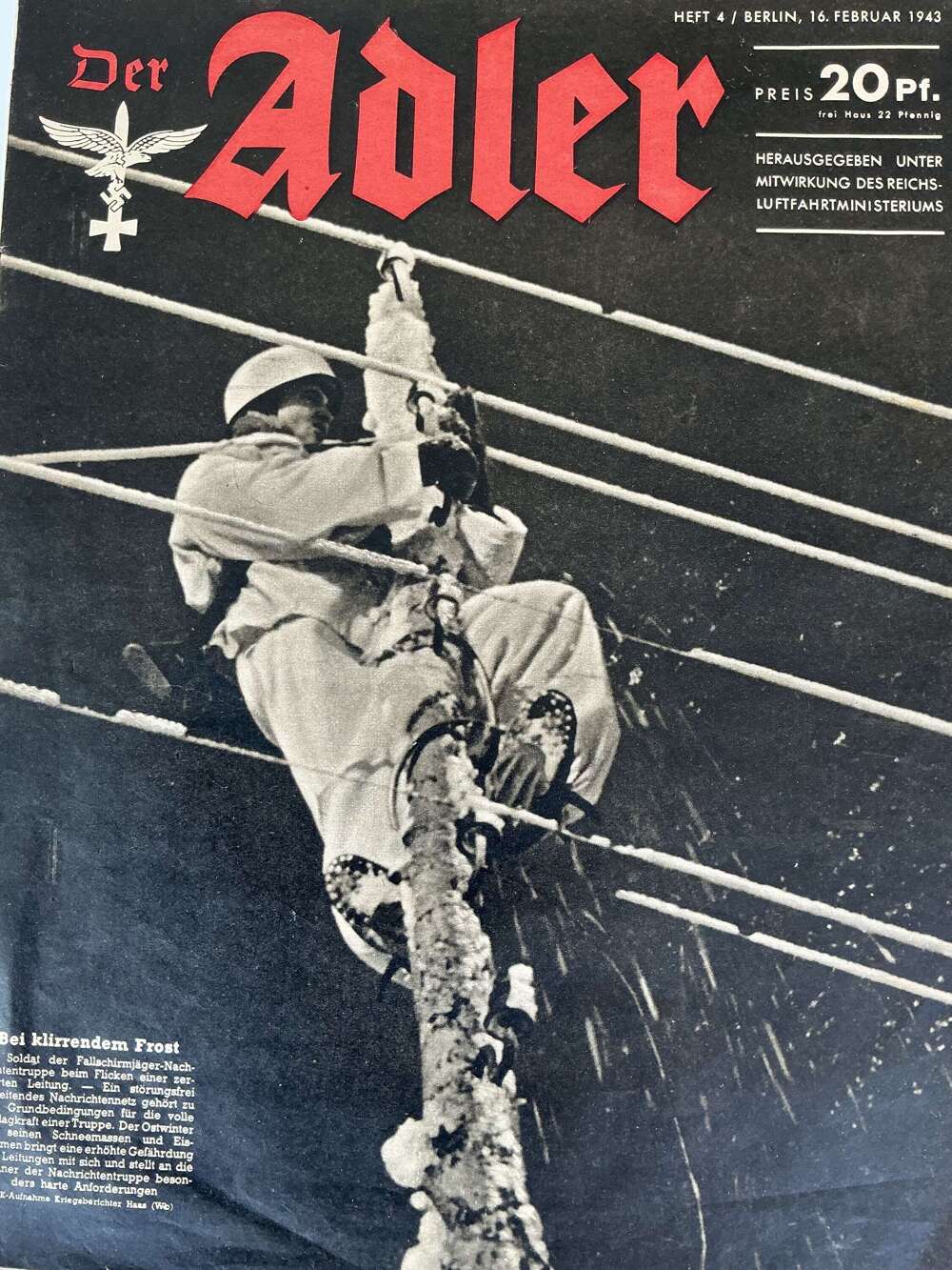 Luftwaffe Adler magazine dated February 1943 (Fallschirmjager )