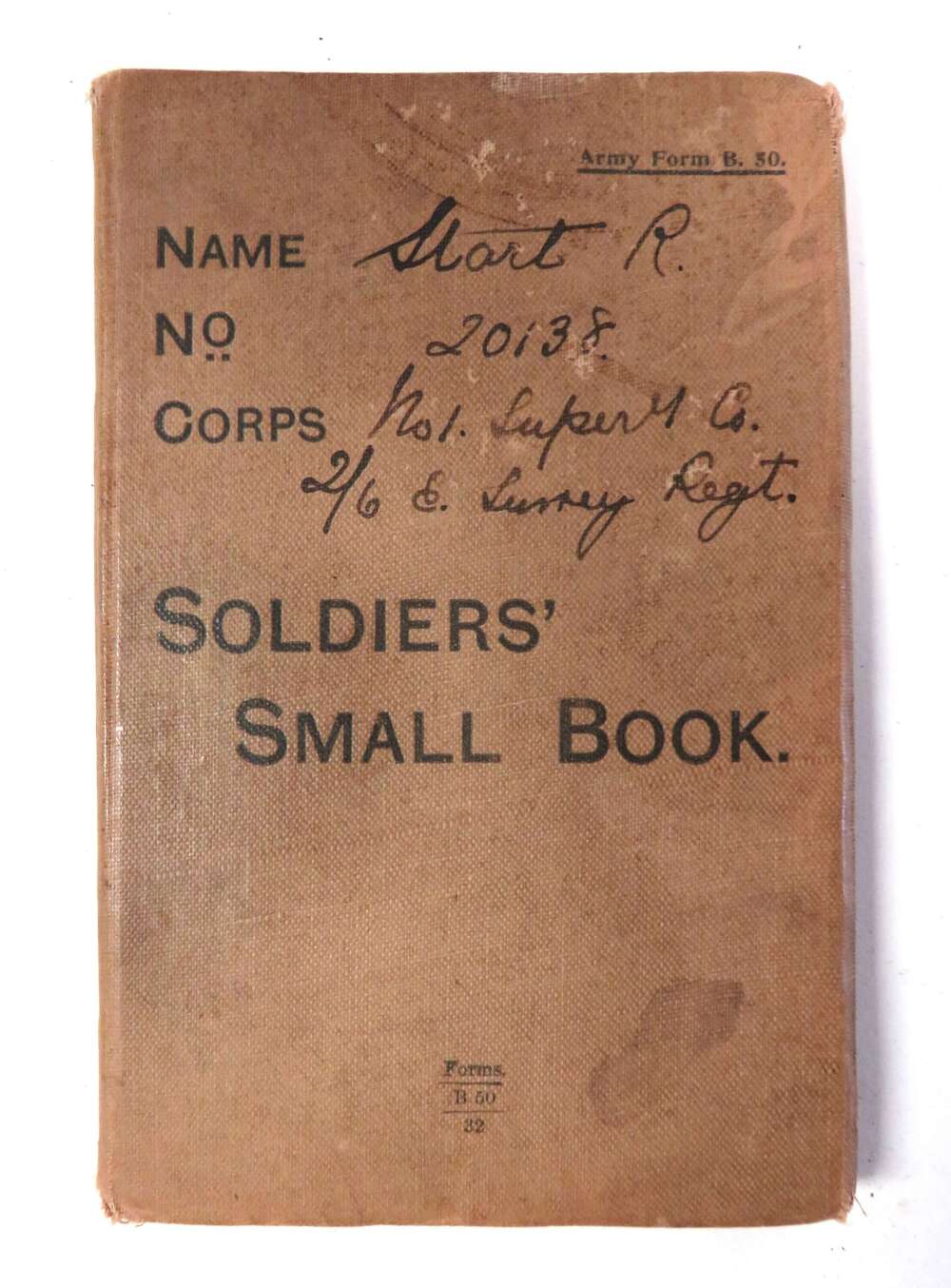 WW1 East Surrey Regiment Other Ranks Soldiers Small Book
