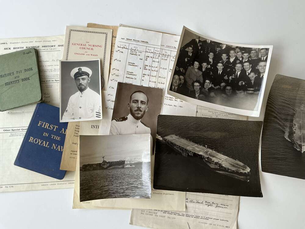 A group of Royal Navy documents of Robert Custance HMS Pretoria Castle (carrier)