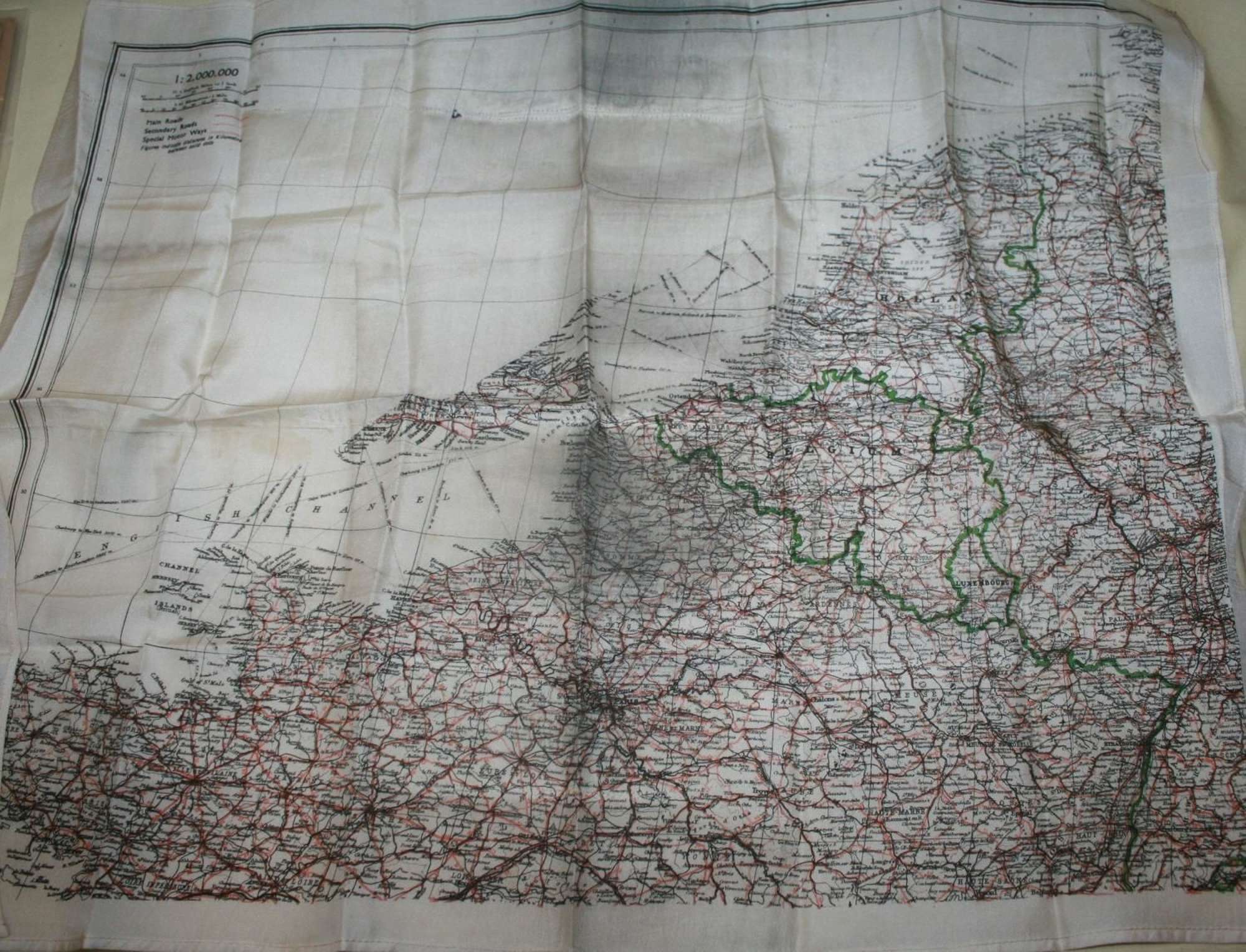 A WWII RAF SILK ESCAPE MAP OF FRANCE