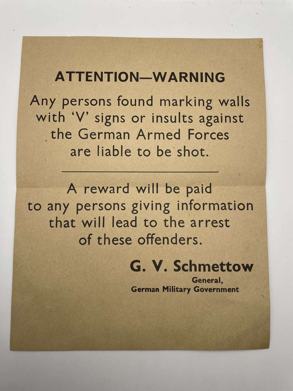 WW2 German Warning Poster. Channel Islands