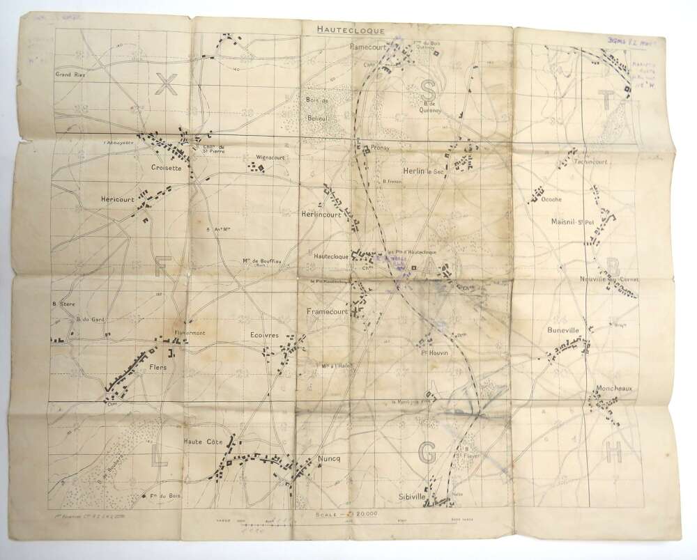 WW1 Period Battle Map of Hautcloque France