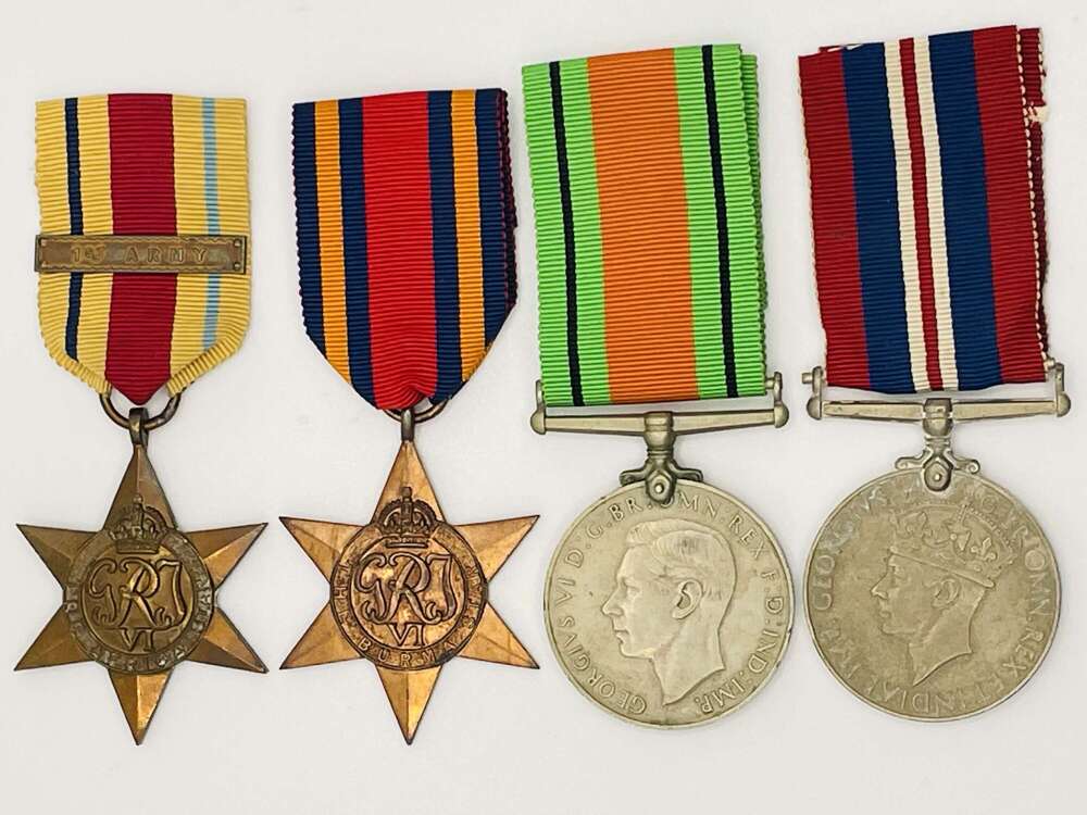 WW2 Medals & Discharge Book. 5th Indian Division. Royal Signals.