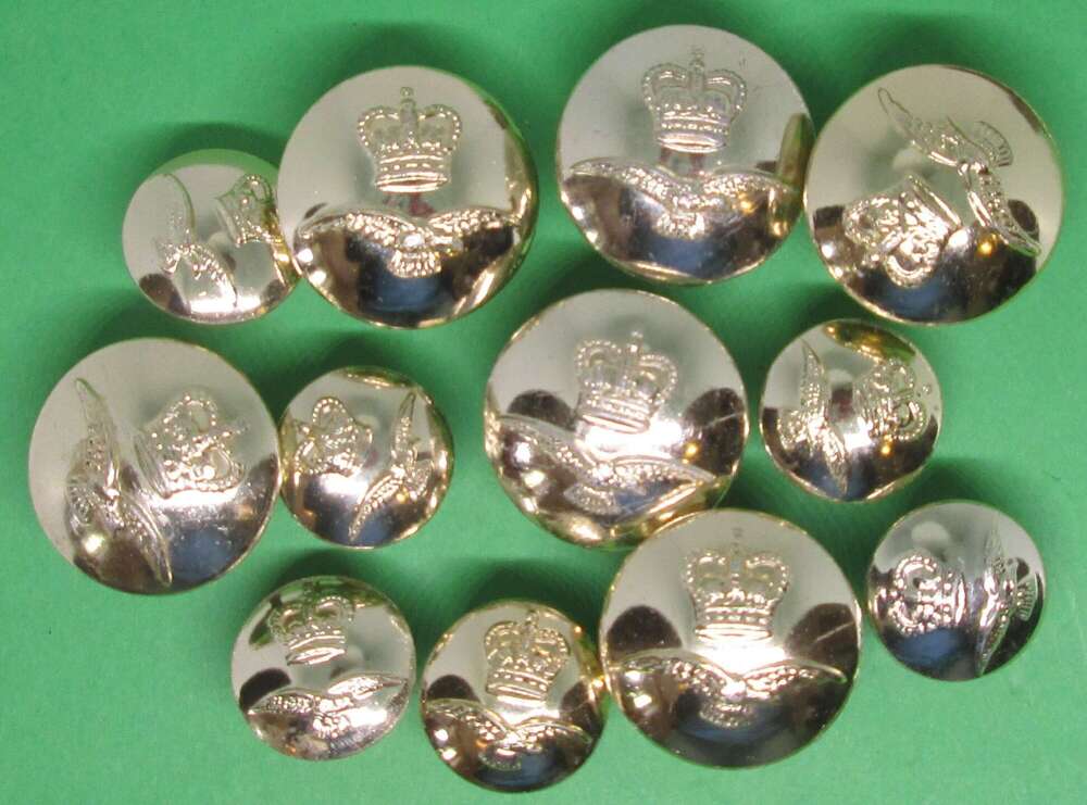 A collection of post war RAF buttons with Queen Elizabeth II crowns