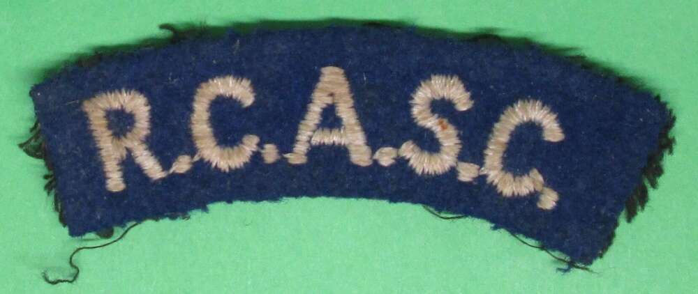 WWII period Royal Canadian Army Service Corps cloth shoulder title