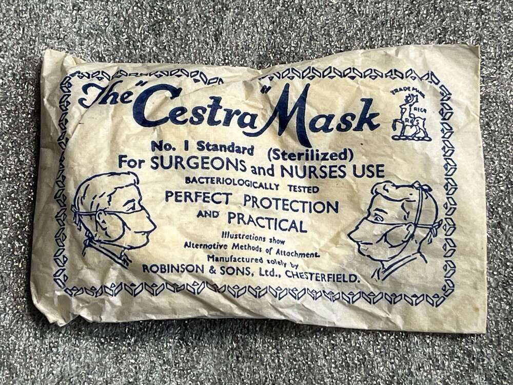 5) Excellent Original 1920s-1940s Unissued Surgeons & Nurses The Cestra Mask.Un-Opened