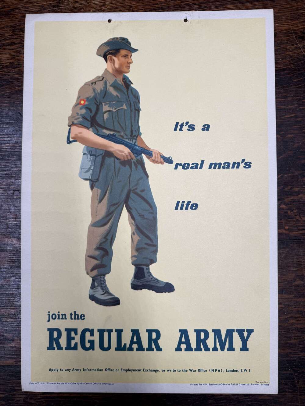 Poster 'It's a real man's life join the Regular Army' 1959-60