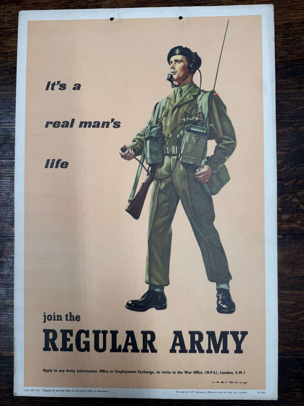 Poster 'It's a real man's life join the Regular Army' 1959-60