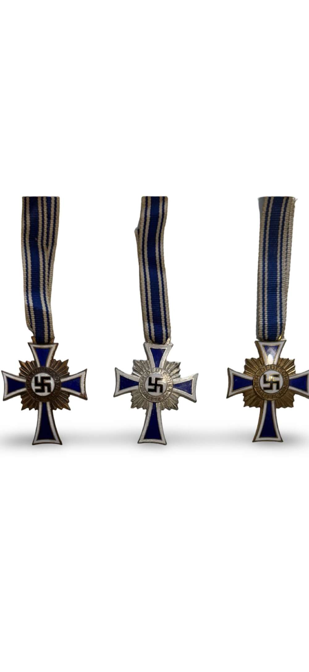 Original WW2 German Mother&rsquo;s Cross Set &ndash; Bronze, Silver & Gold Grades Complete Trio