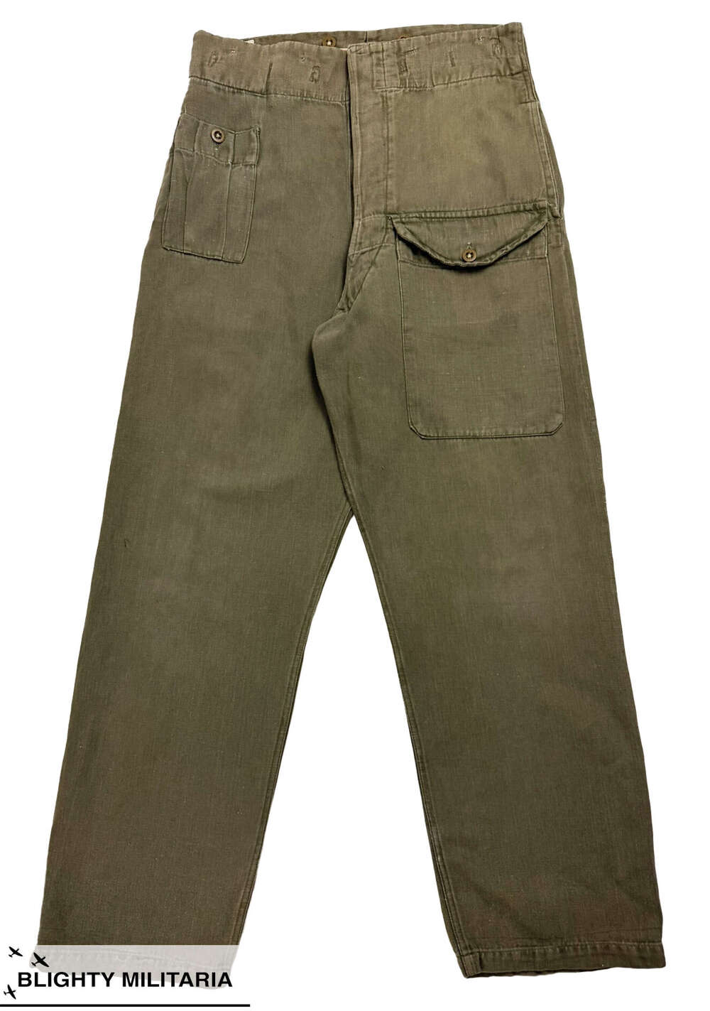 Original 1954 Dated British Army Denim Battledress Trousers - Size 7