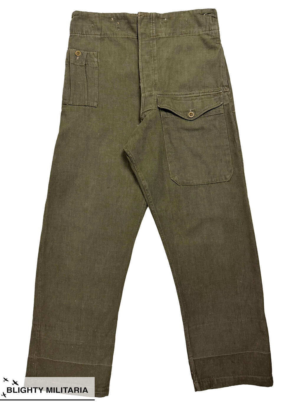 Original 1949 Dated British Denim Battledress Trousers - Size 7