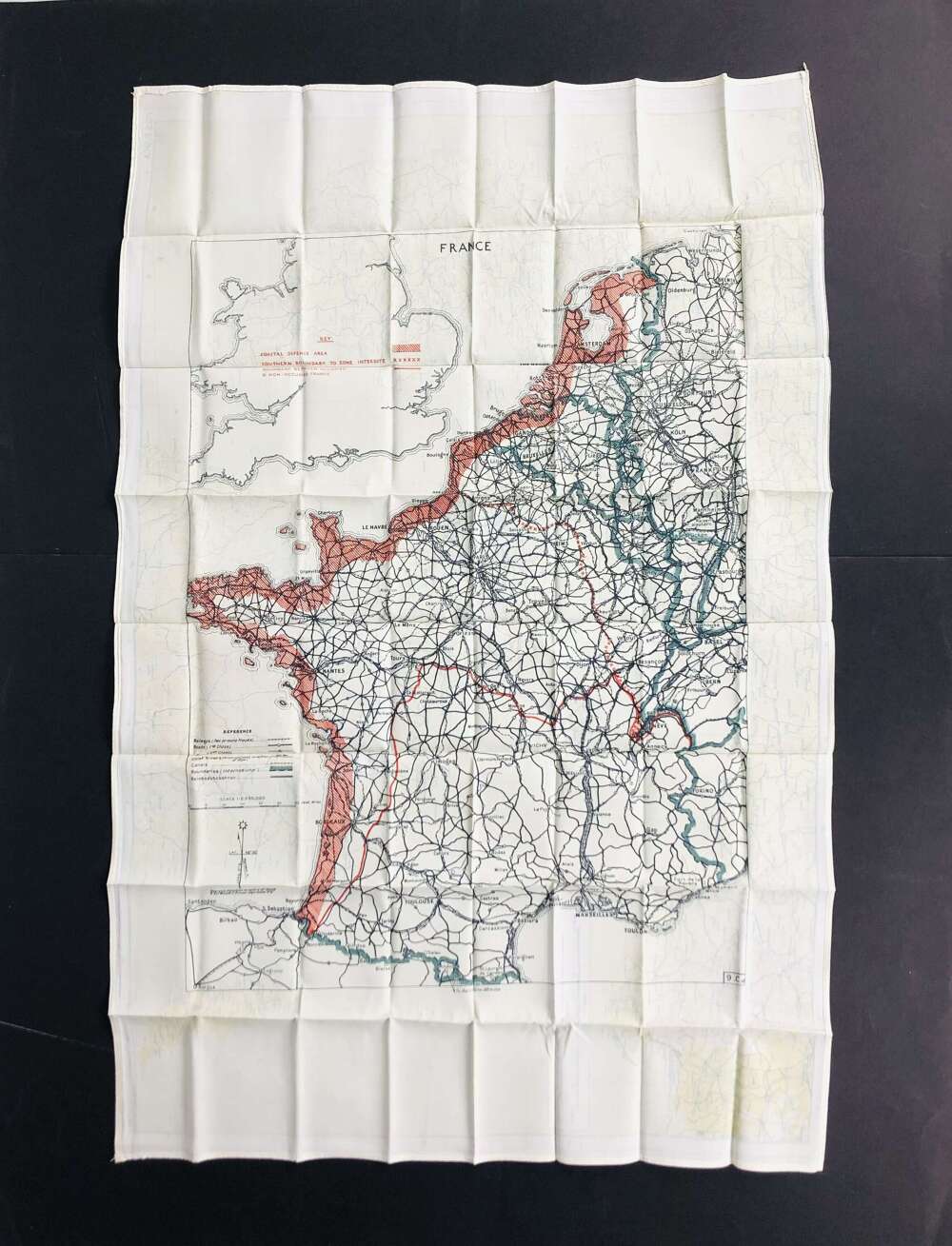 WW2 RAF Silk Escape Map France, Baltic area