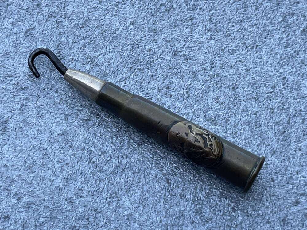 19) Good Original WW1 Trench Art Button Hook From .303 Cartridge Case