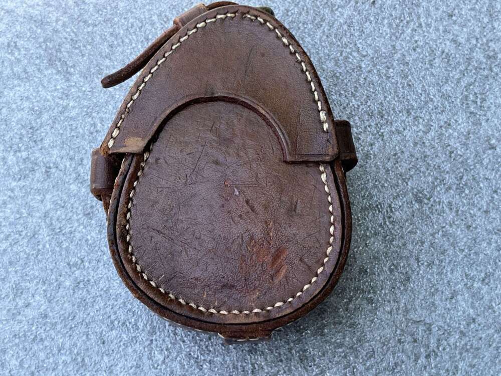 65) Excellent Original 1930s-WW2 British Officers MKIII Marching Compass Leather Case.