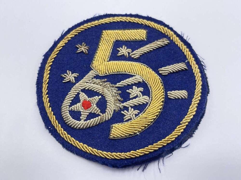 Post WW2 Korean War USAF 5th Air Force Patch Japanese Made in Bullion on Wool