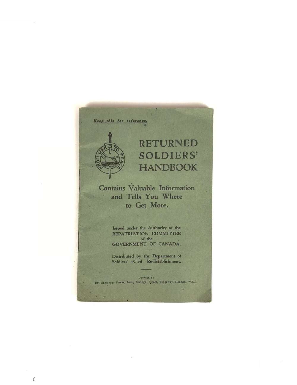 WW1 Canada Returned Soldiers Handbook