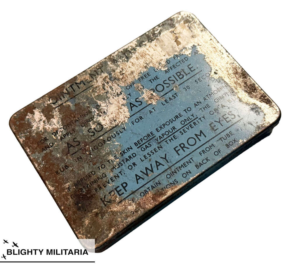Original WW2 British Anti Gas Ointment Tin No. 6 with contents