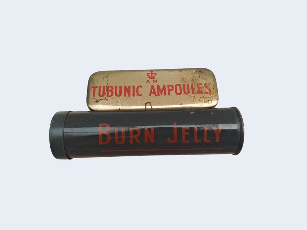 WW2 RAF FIRST AID - "Tubunic Ampoules" & "Burn Jelly" tins