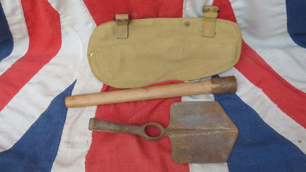 1908 Pattern WWII British Army Pick & Helve with Webbing Carrier
