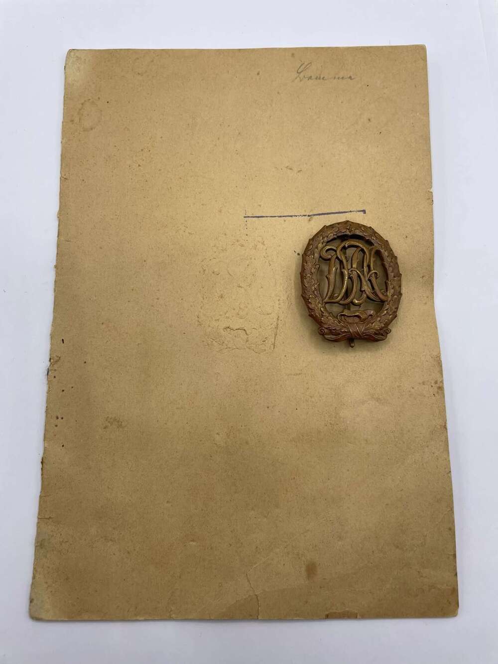 WW1 German DRA Sports Badge (Deutscher Reichs-Ausschuss) & Certificate