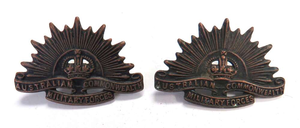 WW2 Pair of Australian Commonwealth Military Forces Collar Badges