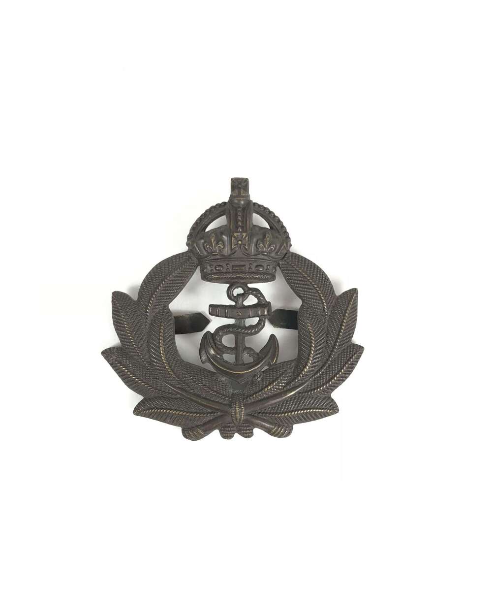 WW1 Original Royal Naval Division Officer RND Bronze Cap Badge