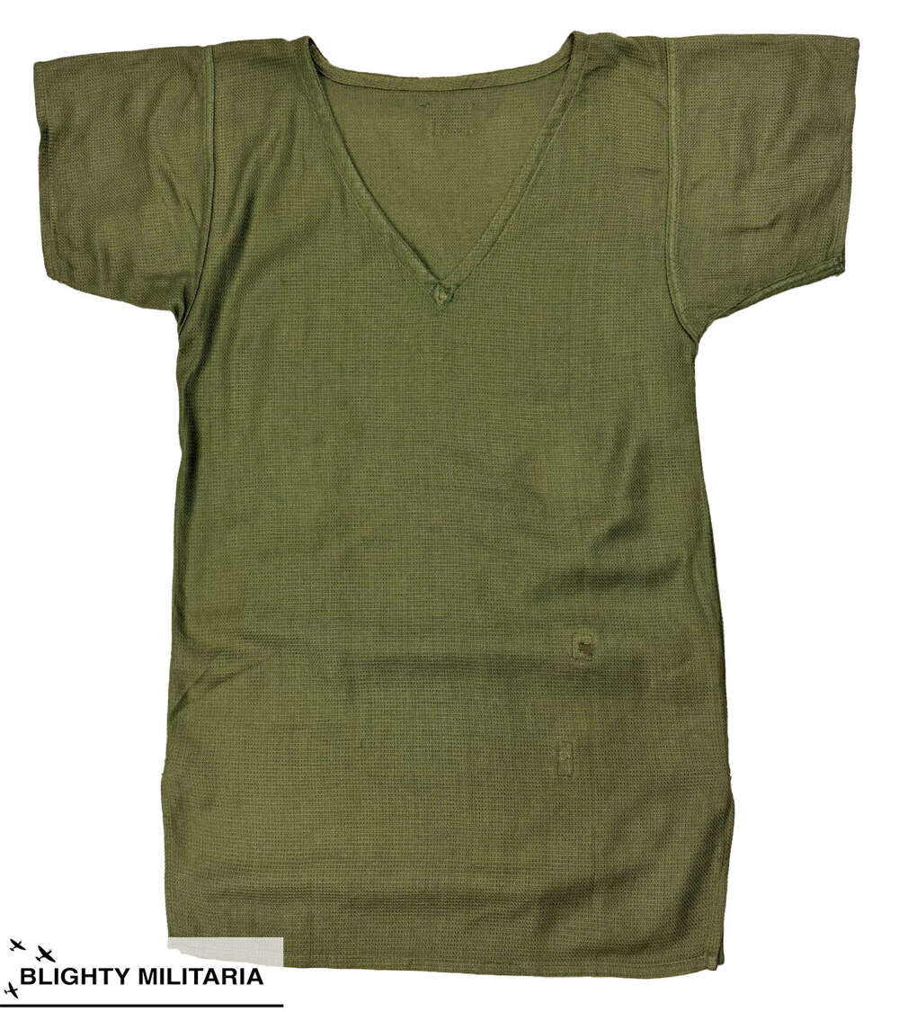 Original 1967 Dated British Military Jungle Green Aertex Undershirt - Size 3