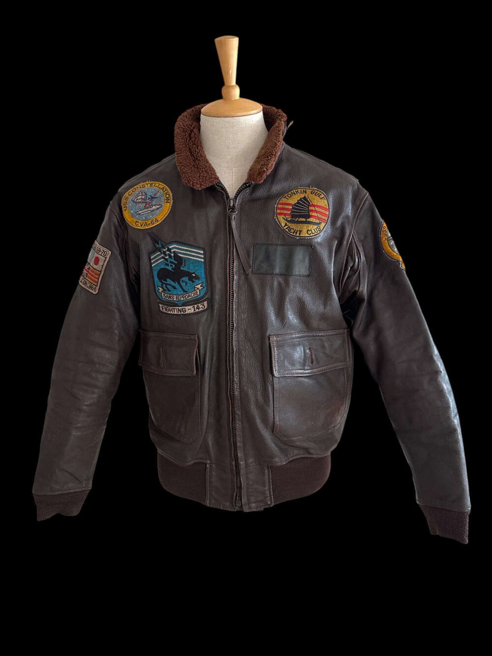 Eastman Leather Clothing Company Reproduction USN GI Jacket. "Pukin Dogs" Vietnam.