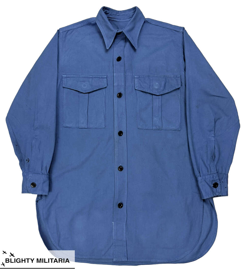 Original 1950s Royal Navy Action Working Dress Shirt - Size 14 1/2