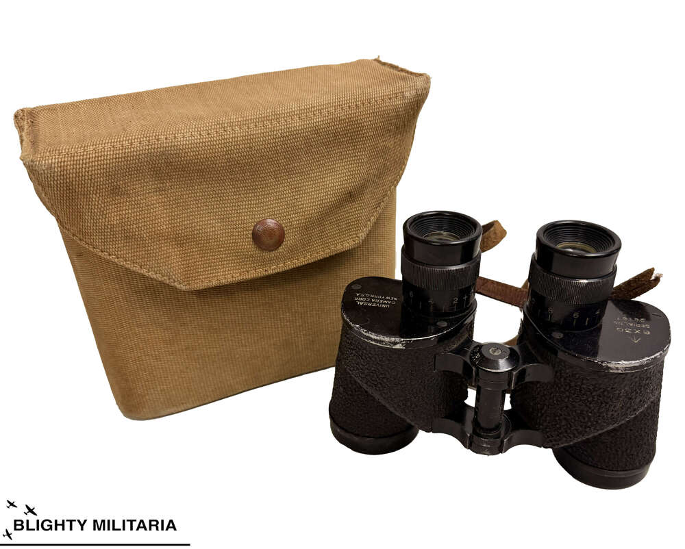 Rare Original 1940 Dated First Pattern 1937 Pattern Webbing Binocular Case + Binoculars
