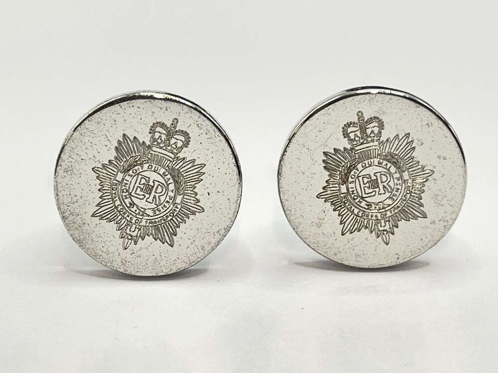 Post WW2 British Silver Tone Round Royal Corps Of Transport Cufflinks