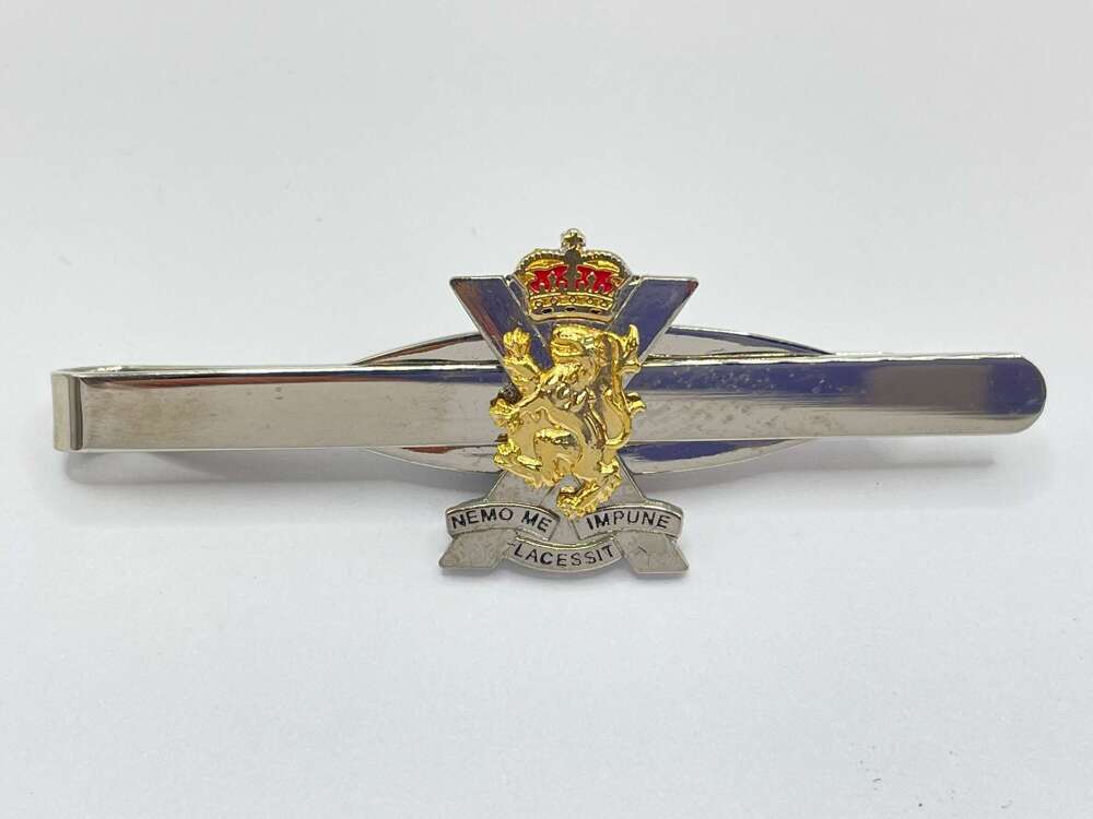 Post WW2 Silver & Gold Tone Enamel Royal Regiment Of Scotland Tie Clip