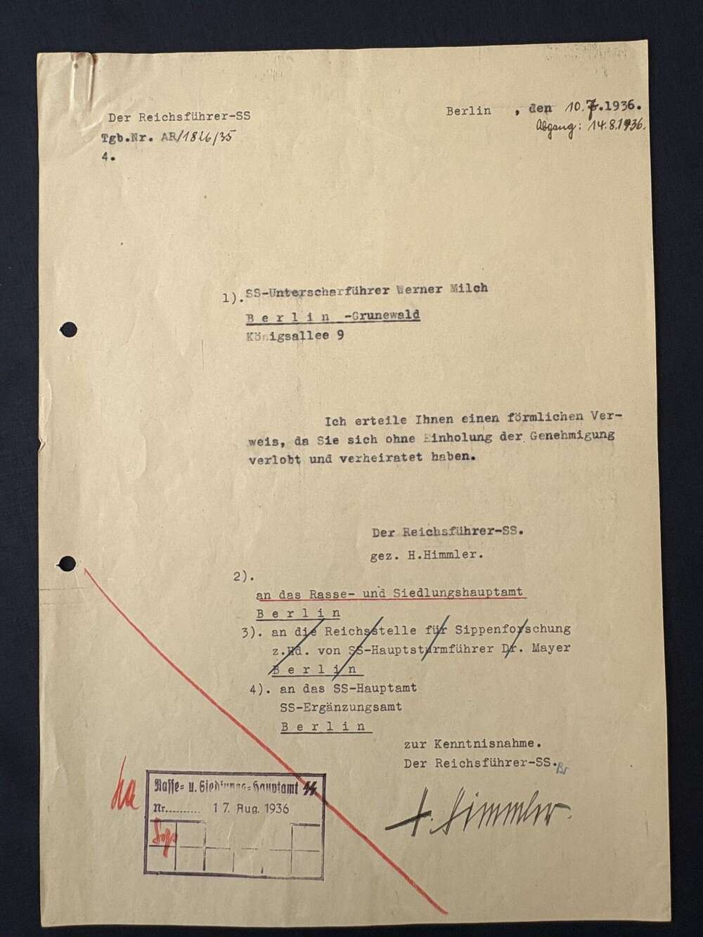 GERMAN SS &ndash; REICHSFUHRER HEINRICH HIMMLER HAND SIGNED SIGNATURE.