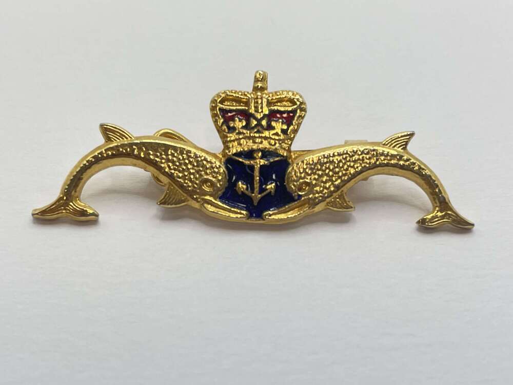 Post WW2 British Royal Navy Submarine Service Gilt & Enamel Sweetheart Brooch