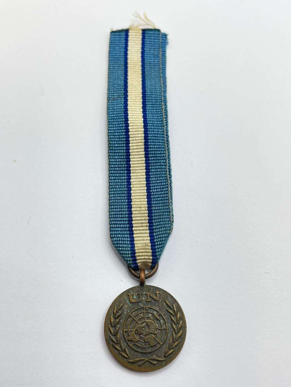 Post WW2 United Nations Cyprus Miniature Medal With Ribbon