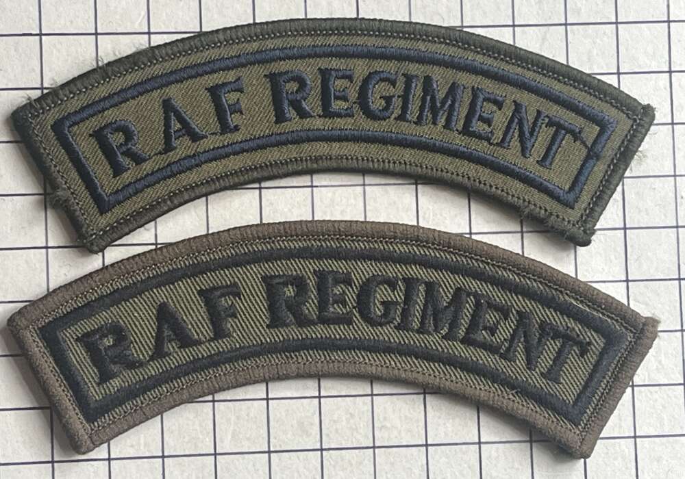 Royal Air Force (RAF) Regiment Subdued Shoulder Title Badges