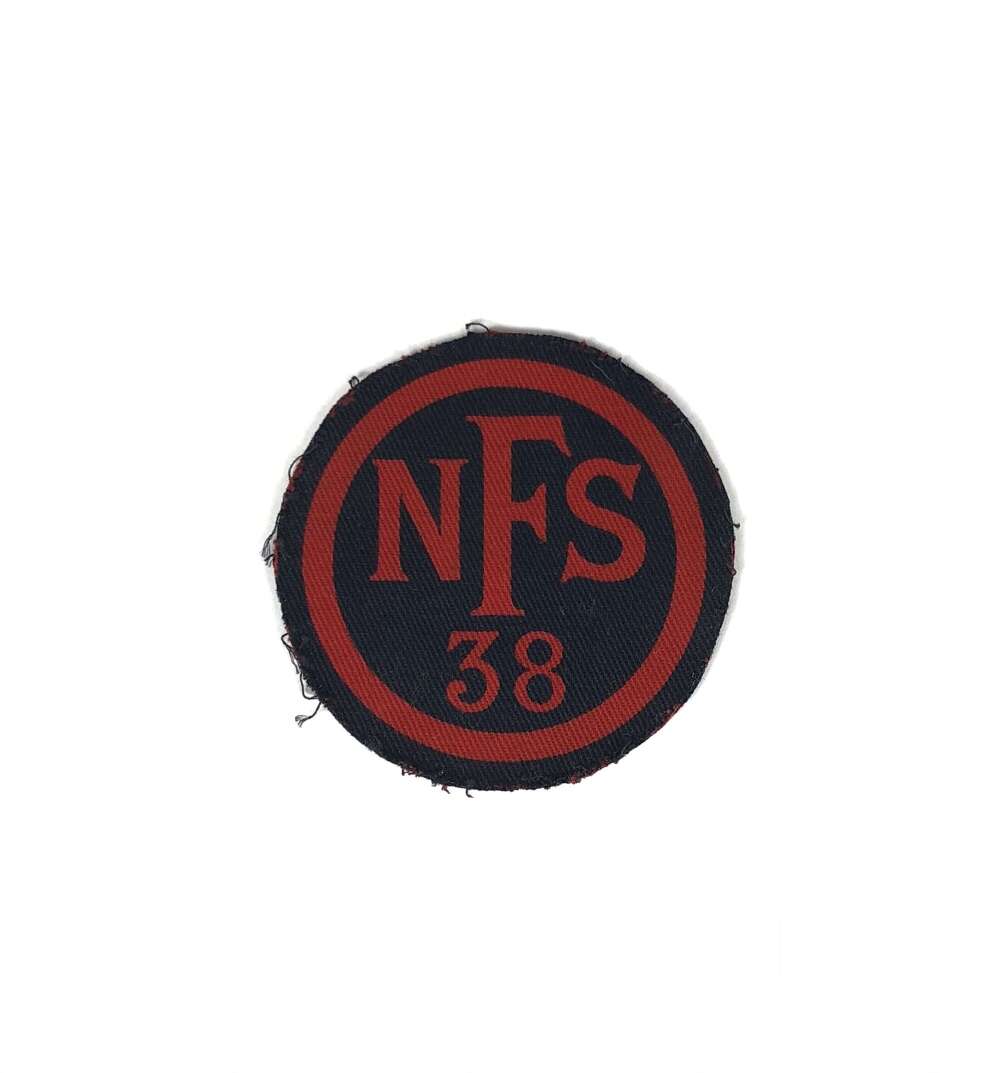 WW2 NFS 38 (London Wimbledon) circular red on navy printed cloth breast badge