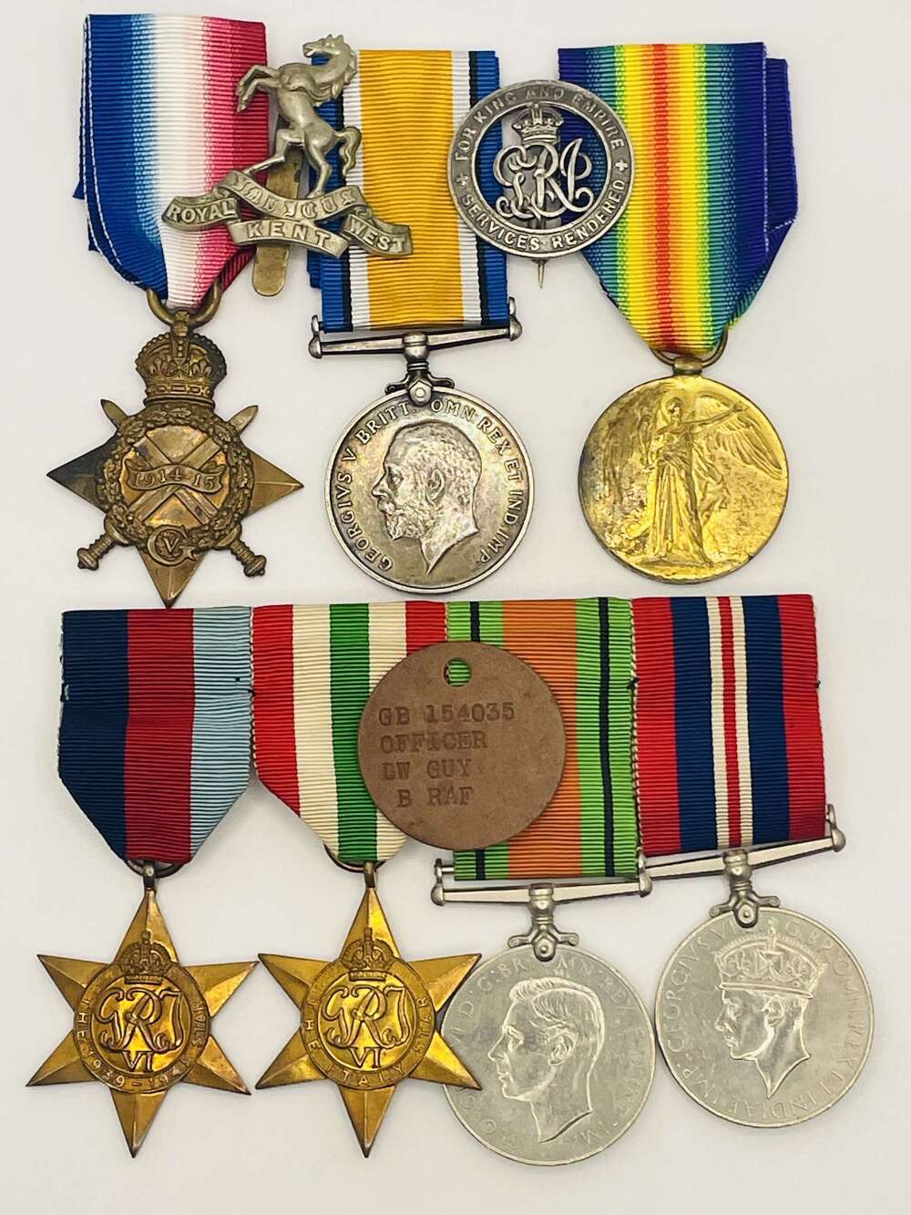 WW1 & WW2 Family Medals ROYAL WEST KENTS & RAF FLYING OFICER.