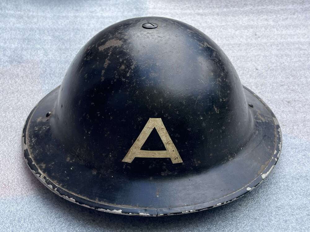 33) Excellent Untouched As Found WW2 Home Front Ambulance Mans Helmet