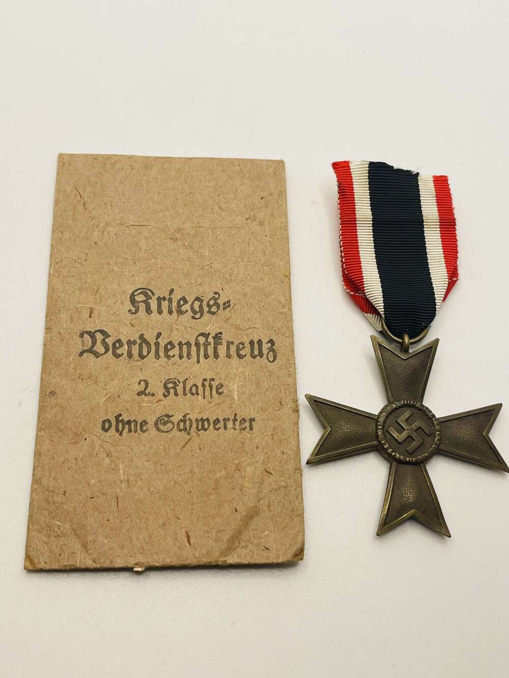 WW2 German War Merit Medal No Swords & Packet Of Issue