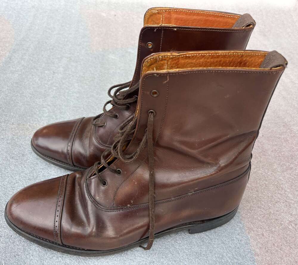 88) WW2 Era British Army Officers Private Purchase Ankle Boots Marked 159208 Lt Folkerd