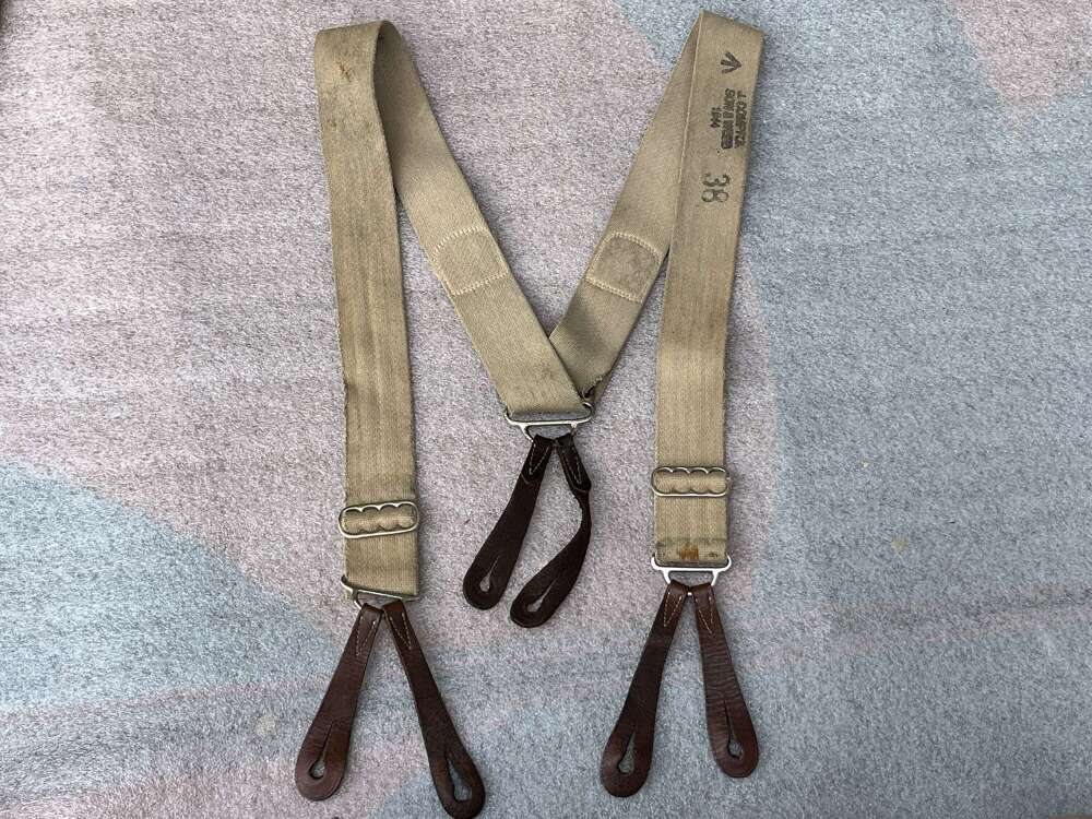 149) Very Nice Used Original WW2 British Army Issue Trouser Braces 1944