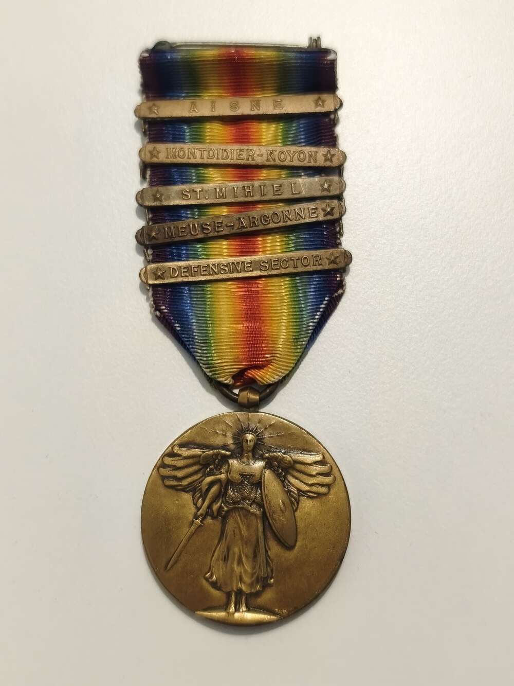 US WWI Victory Medal, 5 Campaign Clasps