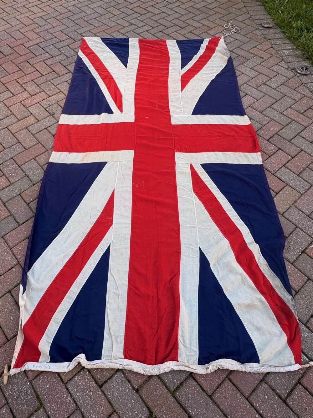 RARE WW1 AUTHENTIC 1916 EXETER PATRIOTIC PANEL STICHED BRITISH UNION JACK FLAG.  