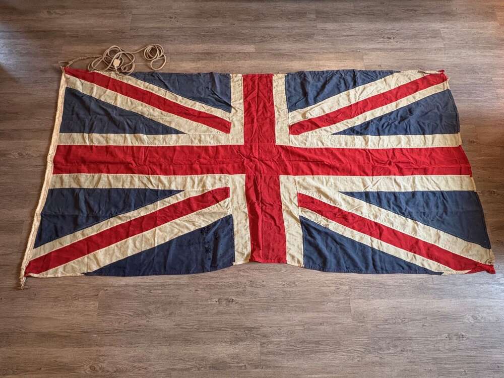 RARE WW1 PATRIOTIC RECRUITMENT PANEL STICHED BRITISH UNION JACK FLAG.
