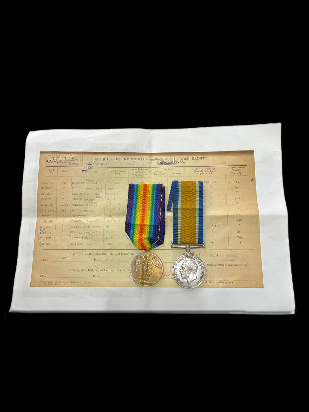 WW1 MEDAL PAIR (5641 PTE A.FOSTER MIDDLESEX REGIMENT)