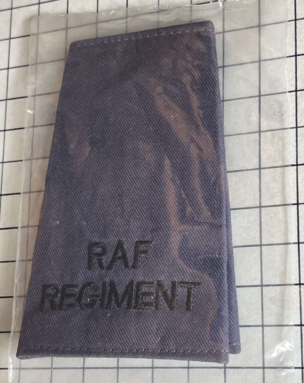 Pair of Royal Air Force (RAF) Regiment Blue Shoulder Title Slip-On Badges