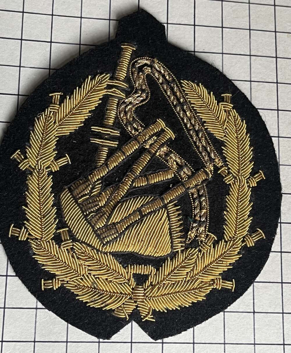 British Army No1 Dress Scottish Pipe Major Wire Embroidered Trade Patch Badge